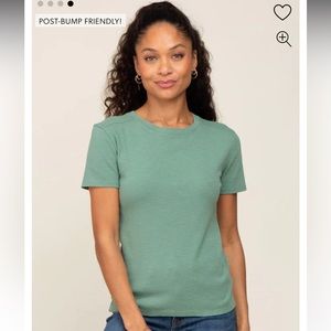 Green Short Sleeve Top - Pink Blush